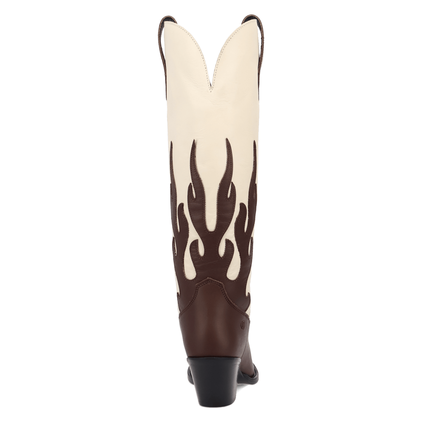 PRODUCT SHOT BURNIN' LOVE LEATHER BOOT AT 180 DEGREE BACK ANGLE