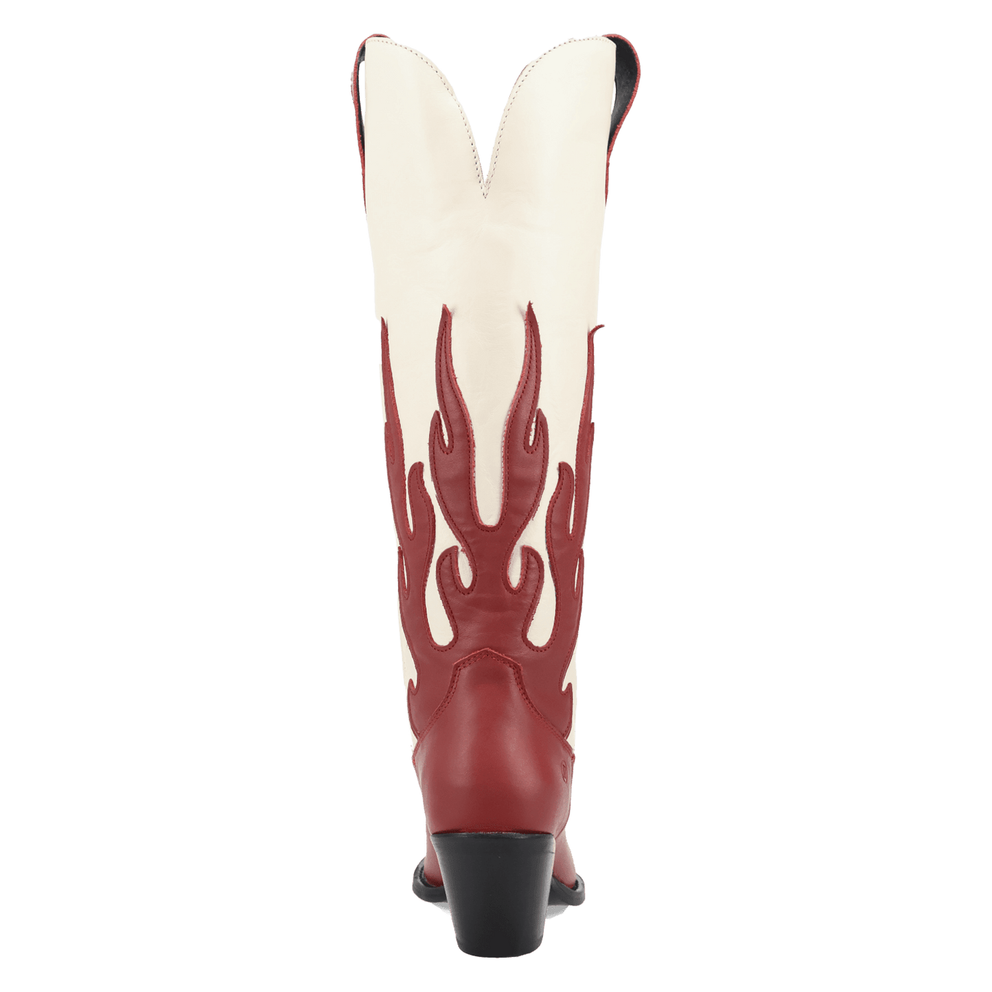 PRODUCT SHOT BURNIN' LOVE LEATHER BOOT AT 180 DEGREE BACK ANGLE