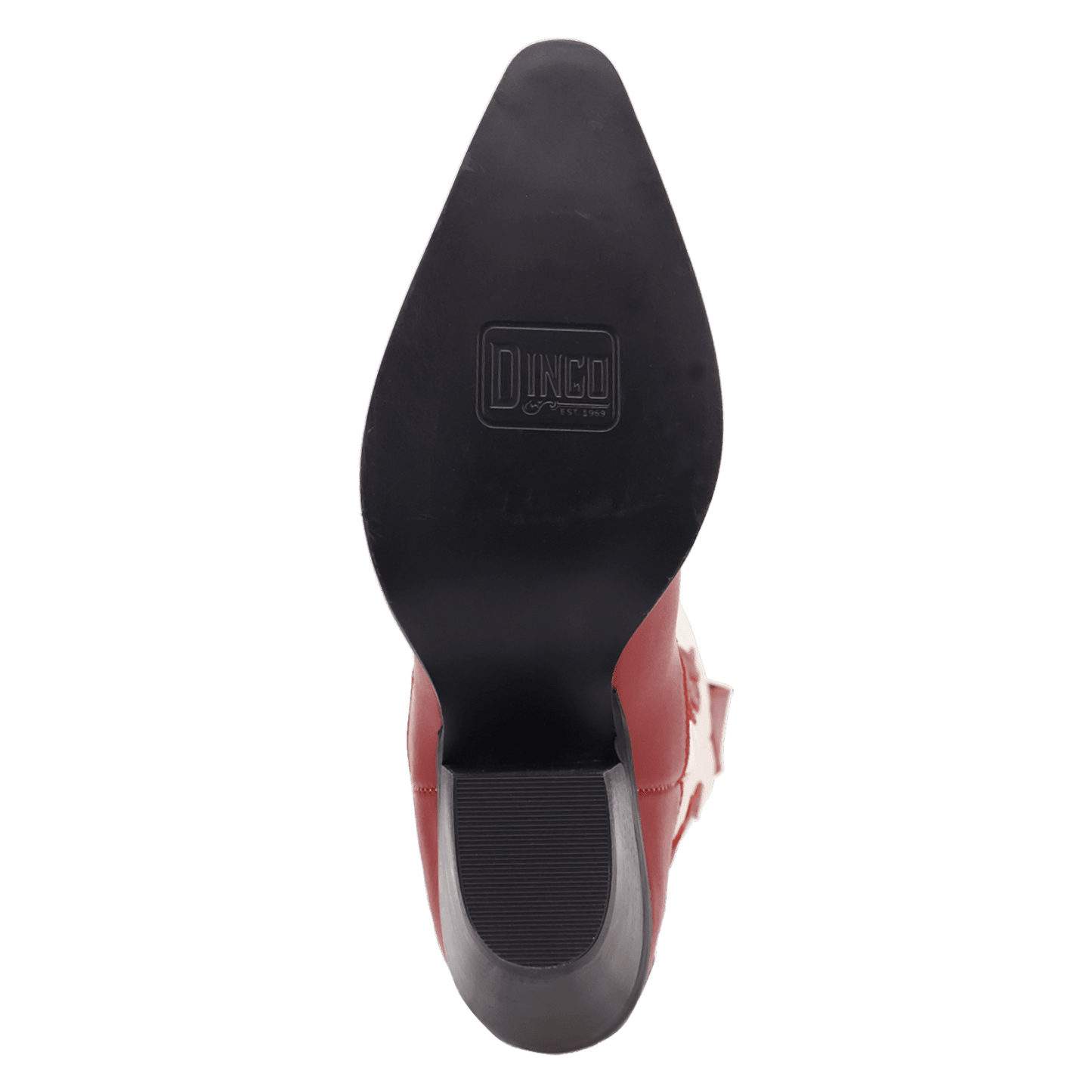 PRODUCT SHOT BURNIN' LOVE LEATHER BOOT AT OUTSOLE ANGLE