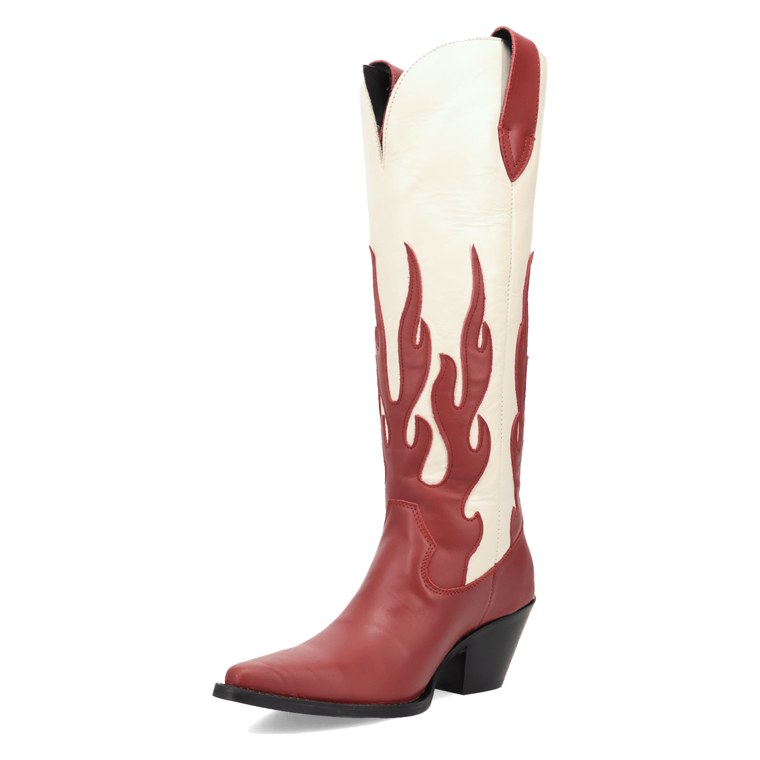 PRODUCT SHOT BURNIN' LOVE LEATHER BOOT AT 225 DEGREE ANGLE