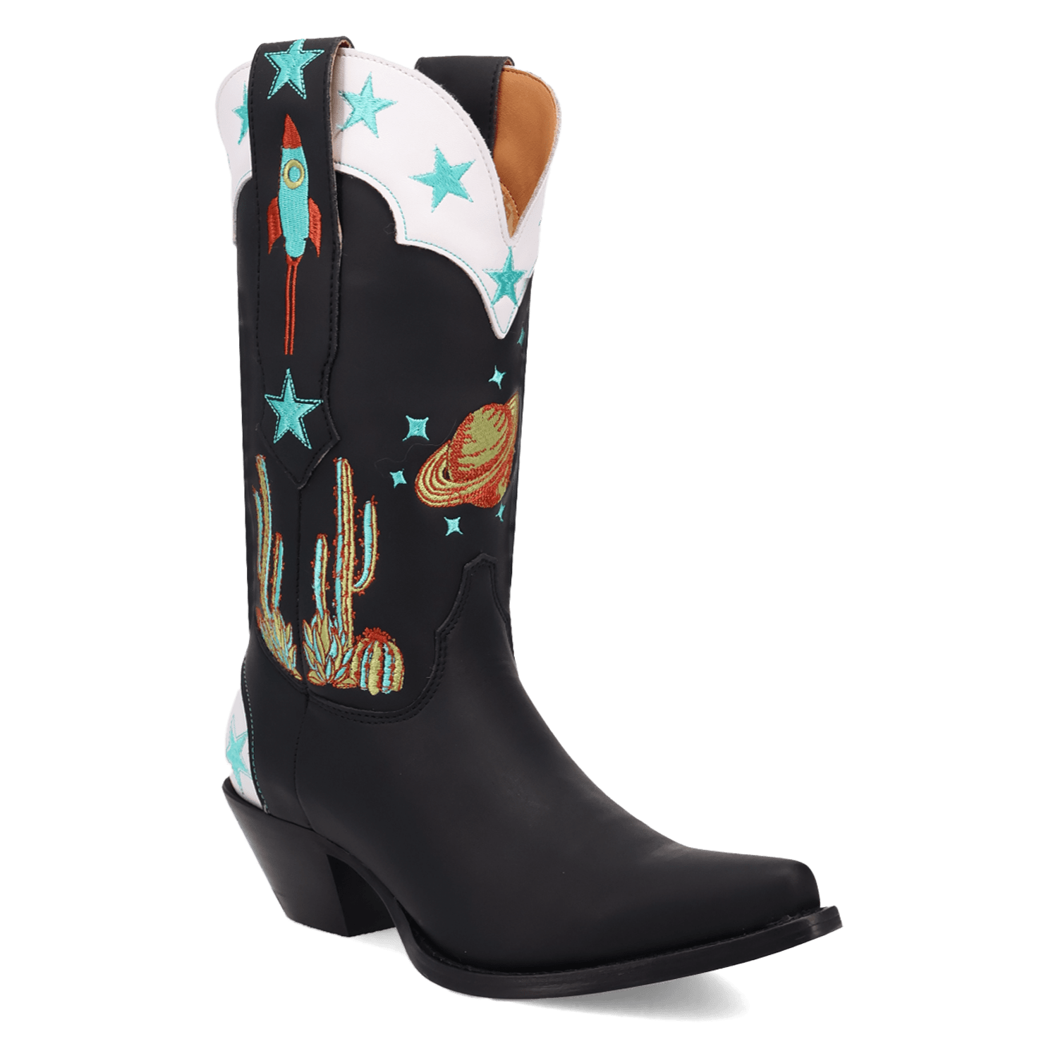 PRODUCT SHOT SPACE COWGIRL LEATHER BOOT AT 45 DEGREE ANGLE