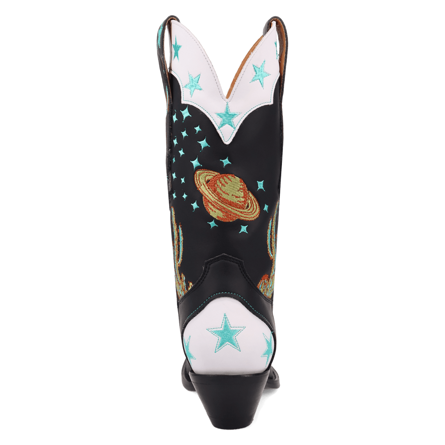 PRODUCT SHOT SPACE COWGIRL LEATHER BOOT AT 180 DEGREE BACK ANGLE