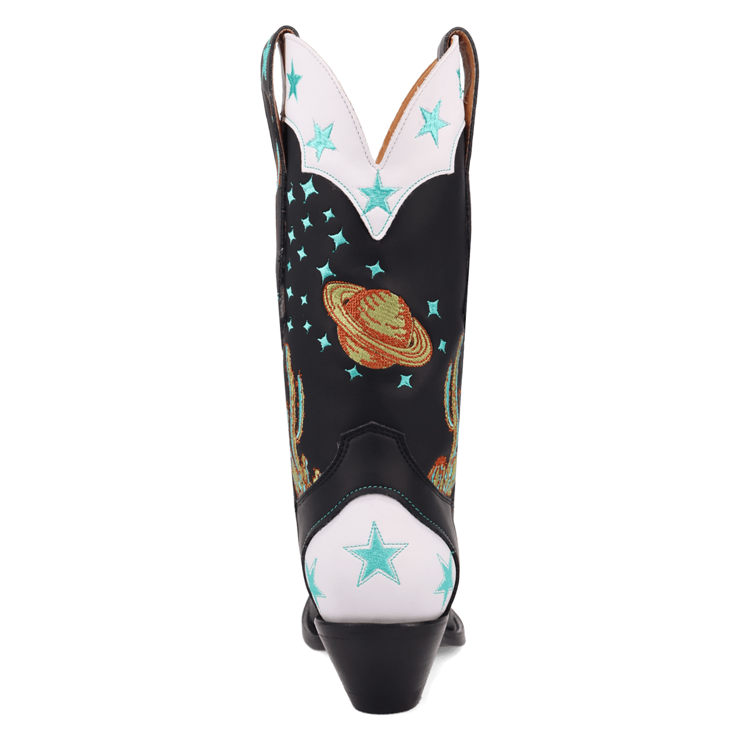 PRODUCT SHOT SPACE COWGIRL LEATHER BOOT AT 180 DEGREE BACK ANGLE