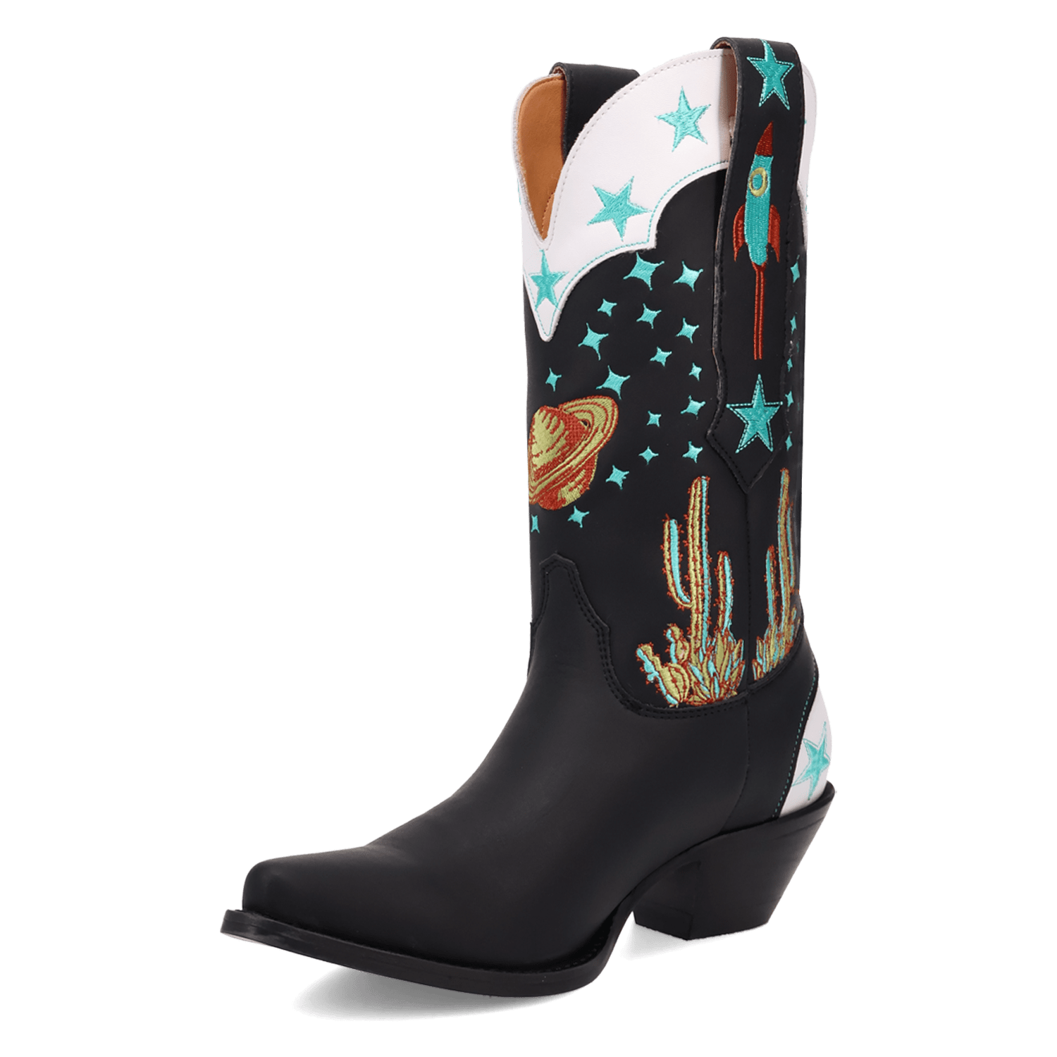 PRODUCT SHOT SPACE COWGIRL LEATHER BOOT AT 225 DEGREE ANGLE