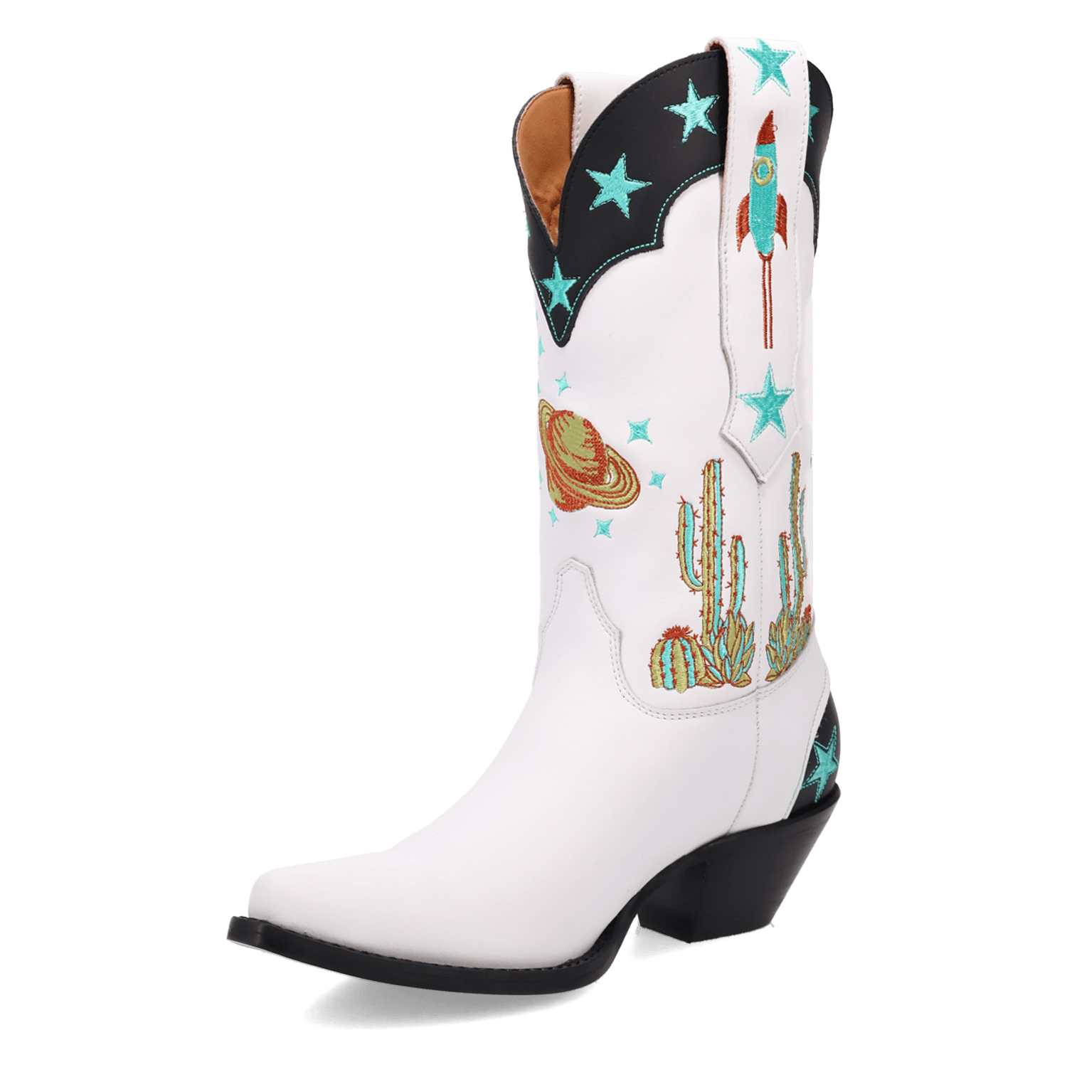 PRODUCT SHOT SPACE COWGIRL LEATHER BOOT AT 225 DEGREE ANGLE