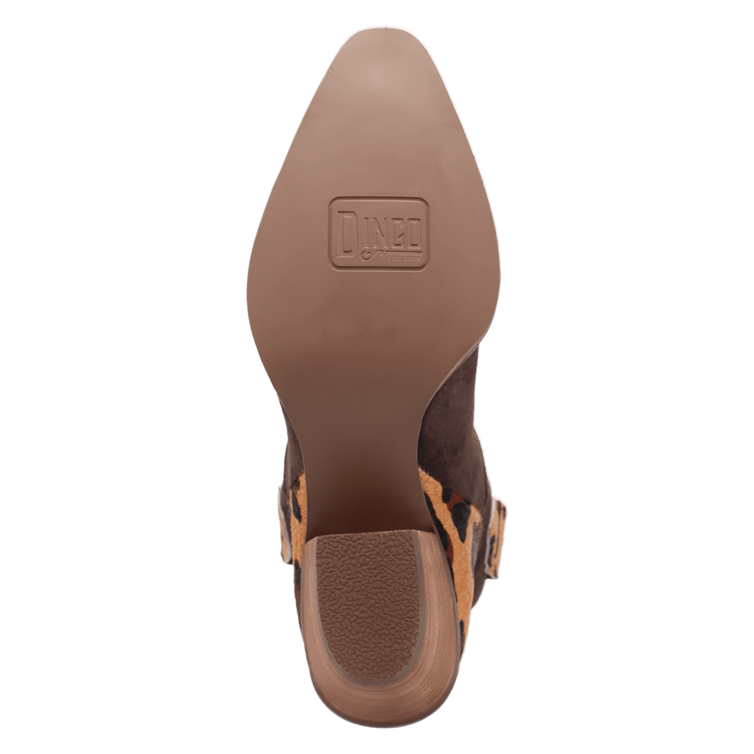 PRODUCT SHOT TEXAS CHARM SUEDE LEATHER BOOTIE AT OUTSOLE ANGLE