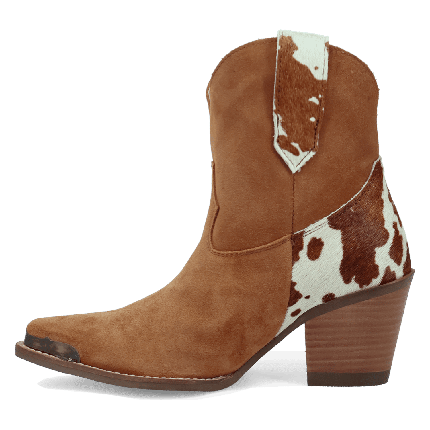 PRODUCT SHOT TEXAS CHARM SUEDE LEATHER BOOTIE AT 135 DEGREE OUTSIDE ANGLE