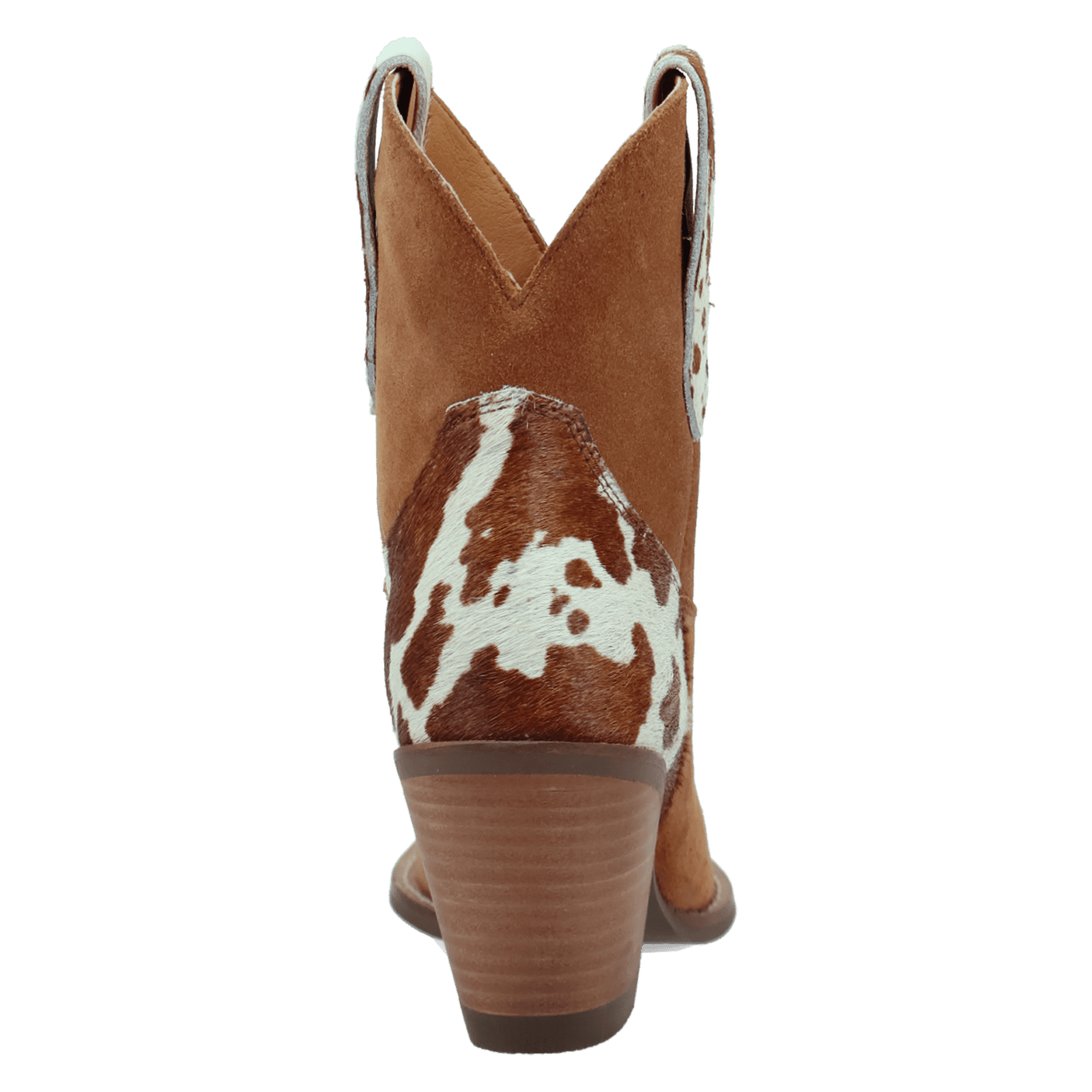 PRODUCT SHOT TEXAS CHARM SUEDE LEATHER BOOTIE AT 180 DEGREE BACK ANGLE