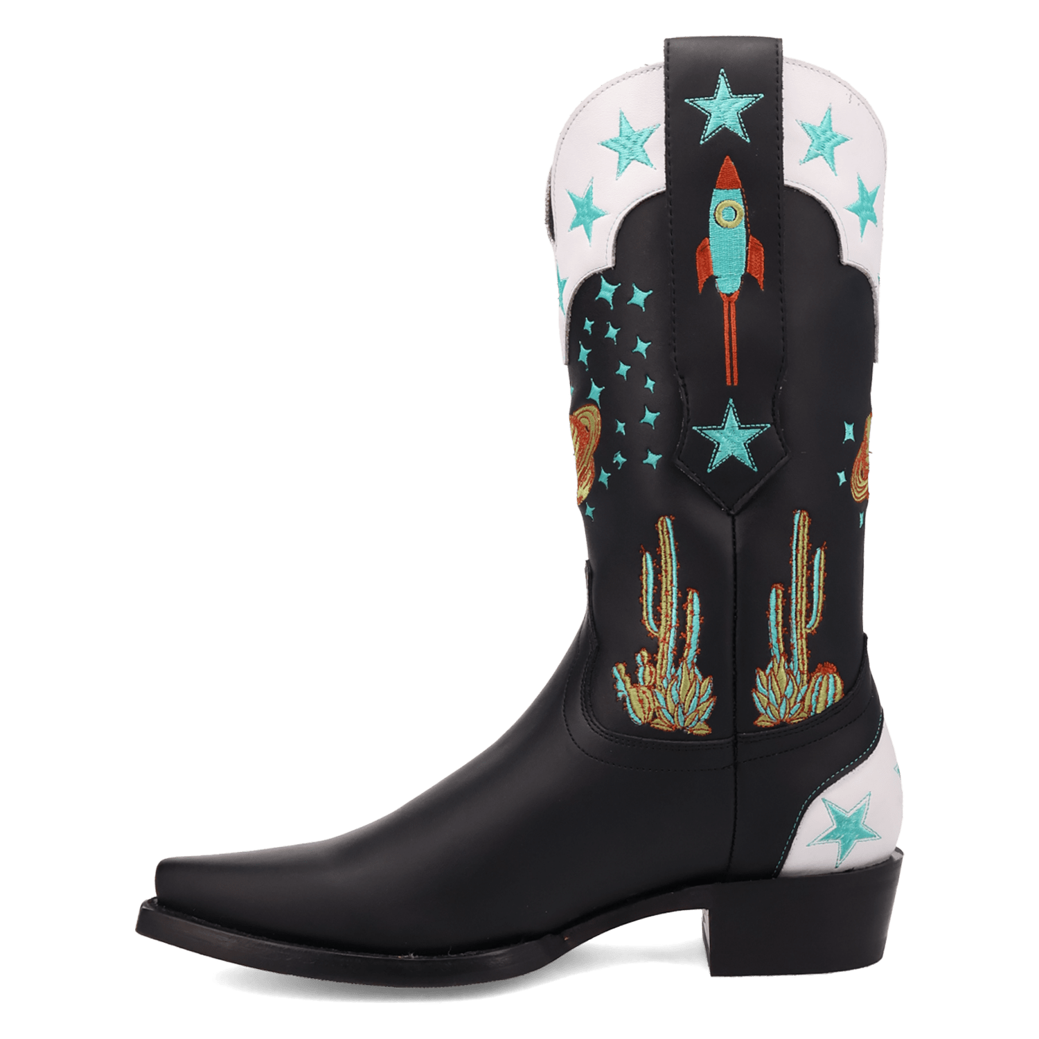 PRODUCT SHOT SPACE COWBOY LEATHER BOOT AT 135 DEGREE OUTSIDE ANGLE