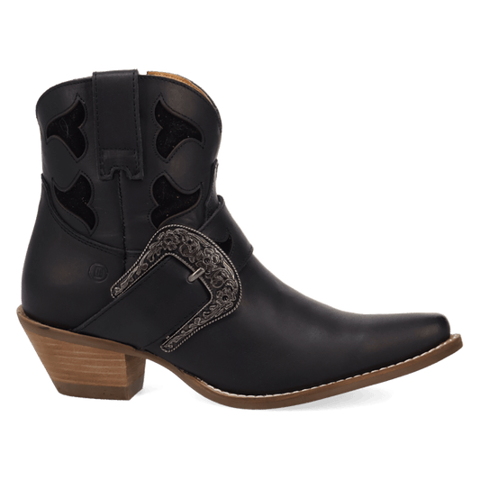 PRODUCT SHOT SADDLE UP LEATHER BOOTIE AT 90 DEGREE INSIDE ANGLE