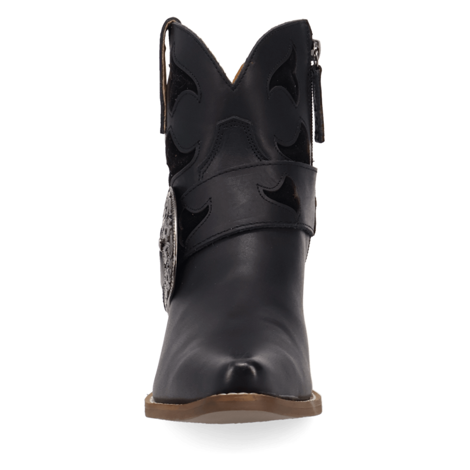 PRODUCT SHOT SADDLE UP LEATHER BOOTIE AT FRONT ANGLE