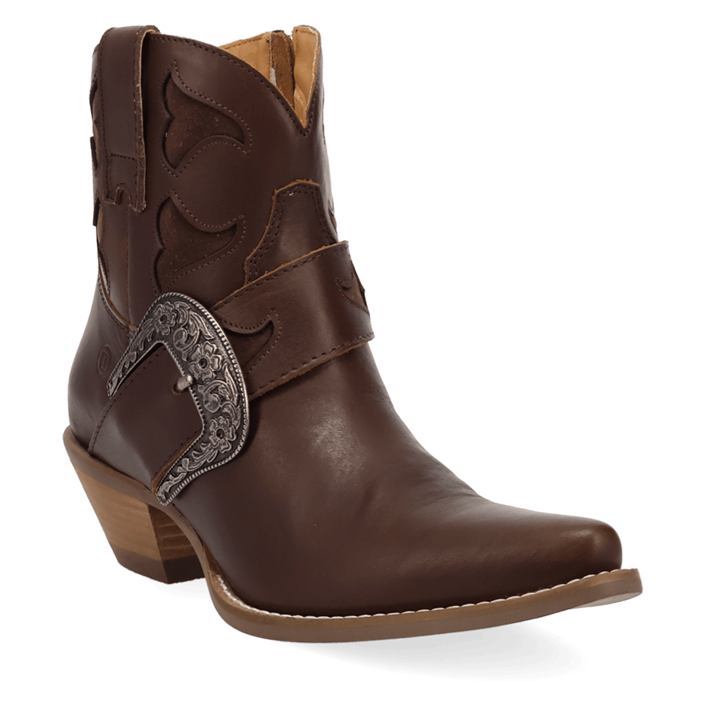 PRODUCT SHOT SADDLE UP LEATHER BOOTIE AT 45 DEGREE ANGLE