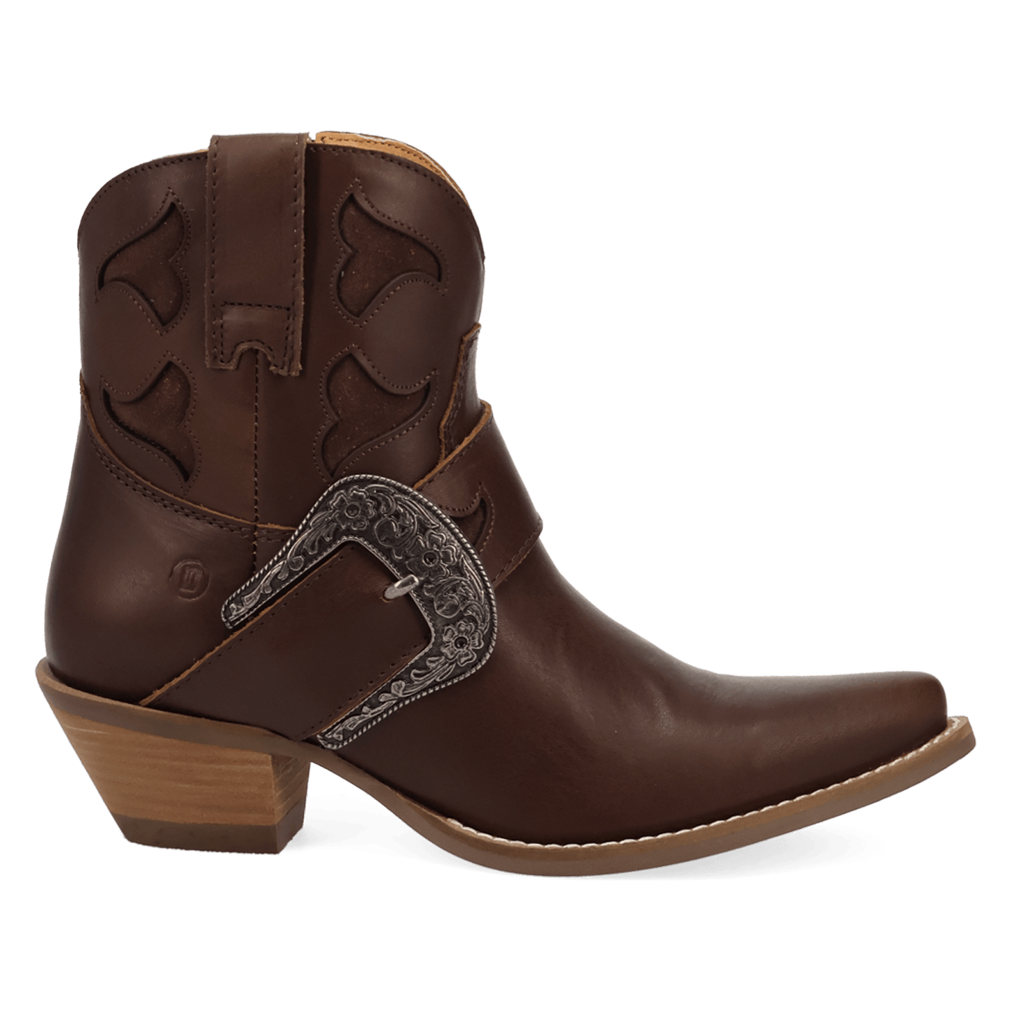 PRODUCT SHOT SADDLE UP LEATHER BOOTIE AT 90 DEGREE INSIDE ANGLE