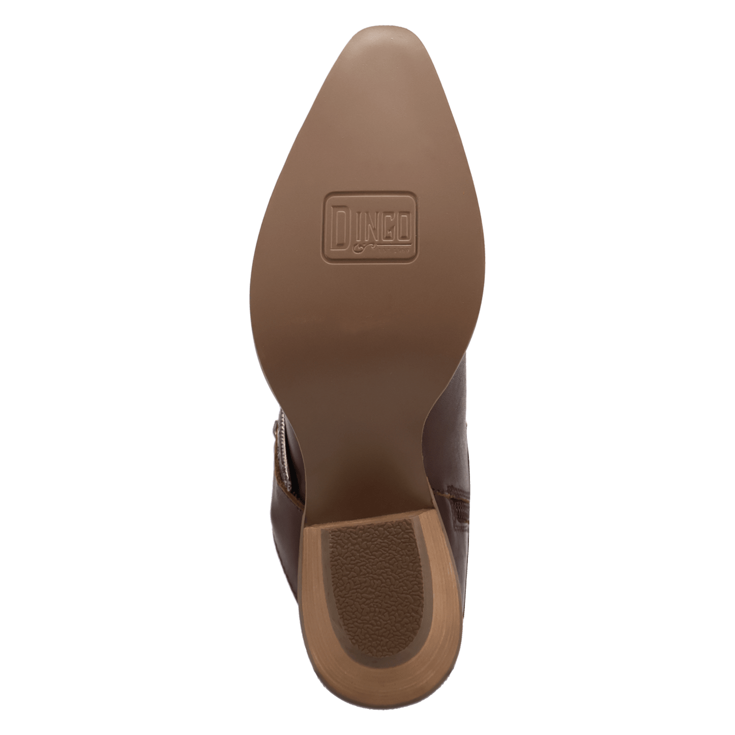 PRODUCT SHOT SADDLE UP LEATHER BOOTIE AT OUTSOLE ANGLE