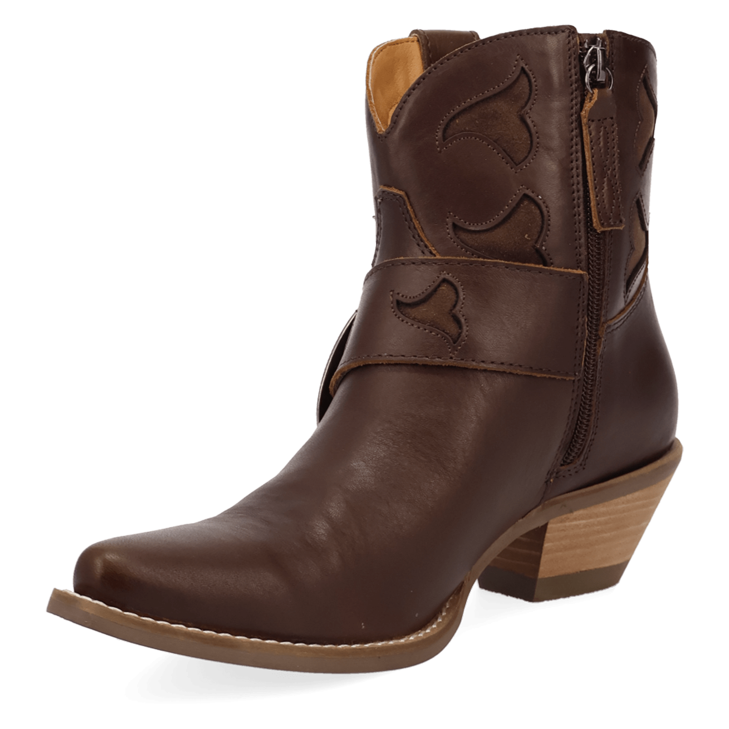 PRODUCT SHOT SADDLE UP LEATHER BOOTIE AT 225 DEGREE ANGLE