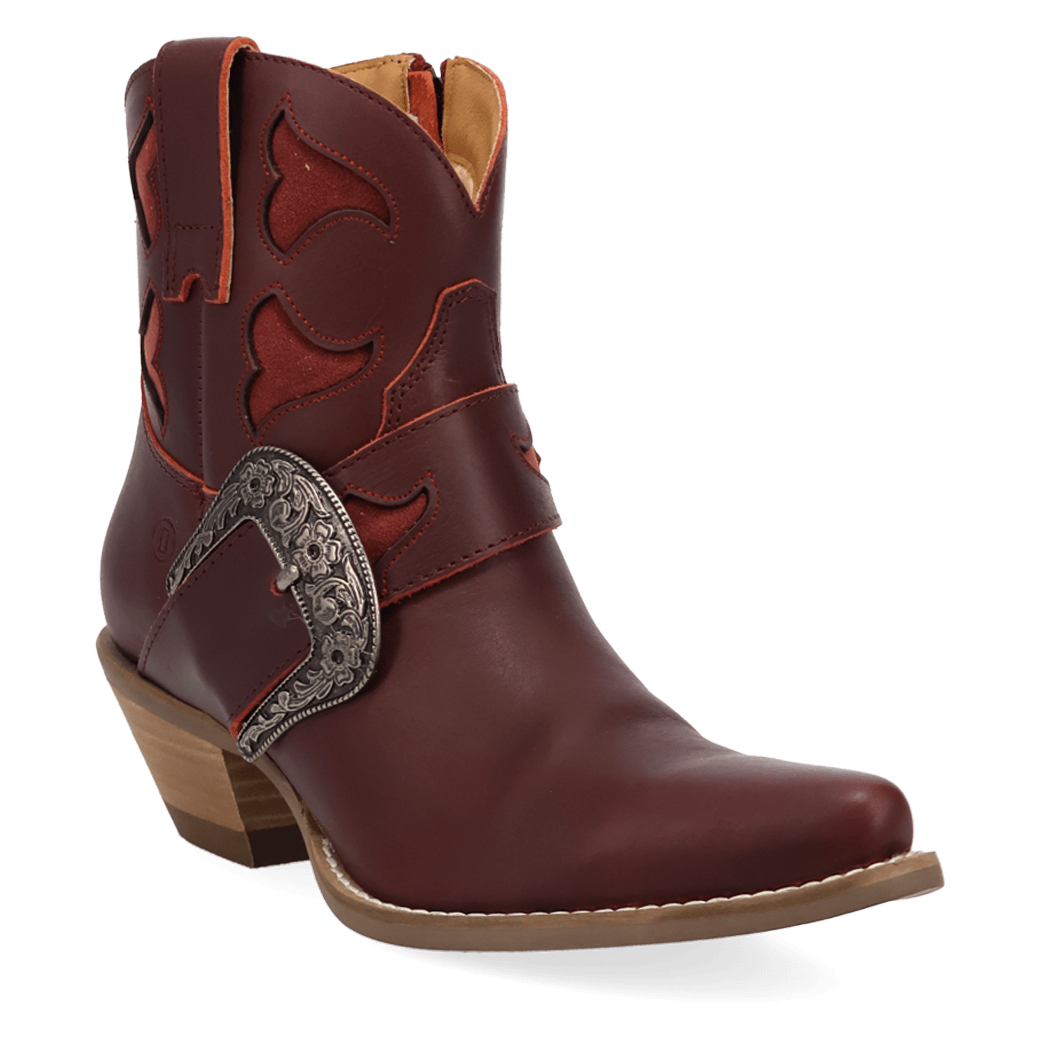 PRODUCT SHOT SADDLE UP LEATHER BOOTIE AT 45 DEGREE ANGLE