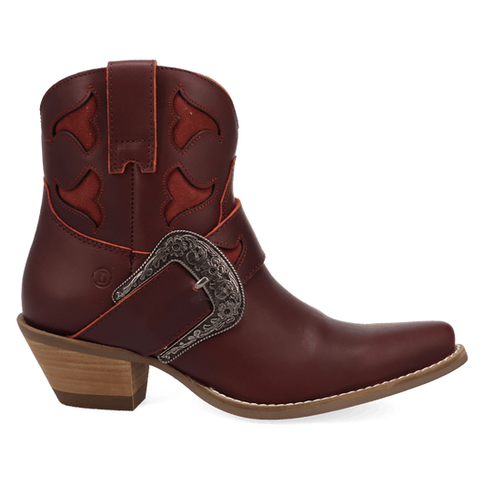 PRODUCT SHOT SADDLE UP LEATHER BOOTIE AT 90 DEGREE INSIDE ANGLE