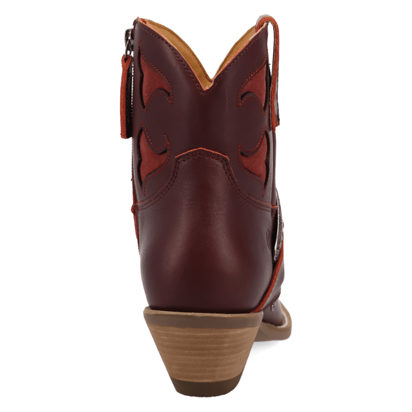 PRODUCT SHOT SADDLE UP LEATHER BOOTIE AT 180 DEGREE BACK ANGLE