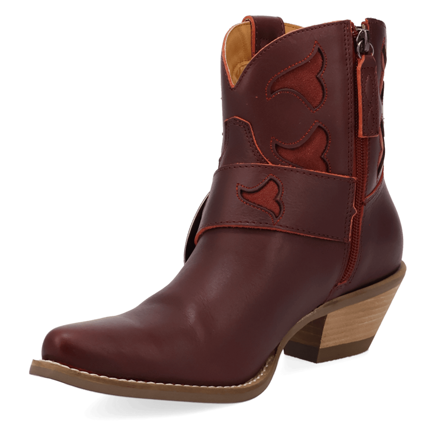 PRODUCT SHOT SADDLE UP LEATHER BOOTIE AT 225 DEGREE ANGLE