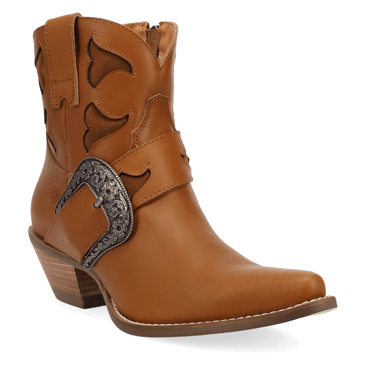 PRODUCT SHOT SADDLE UP LEATHER BOOTIE AT 45 DEGREE ANGLE