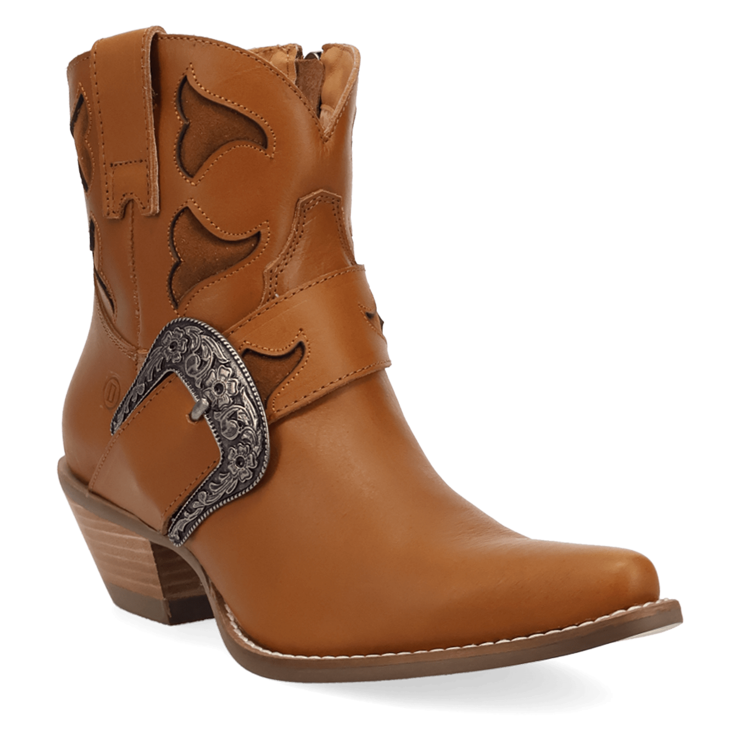 PRODUCT SHOT SADDLE UP LEATHER BOOTIE AT 45 DEGREE ANGLE