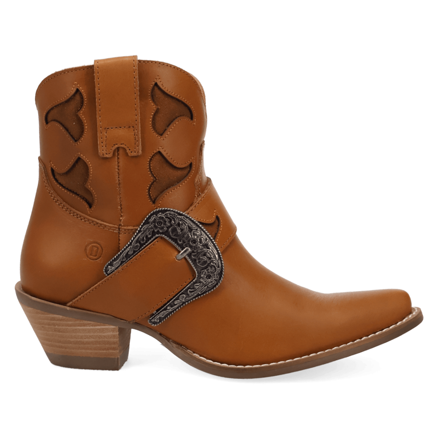 PRODUCT SHOT SADDLE UP LEATHER BOOTIE AT 90 DEGREE INSIDE ANGLE