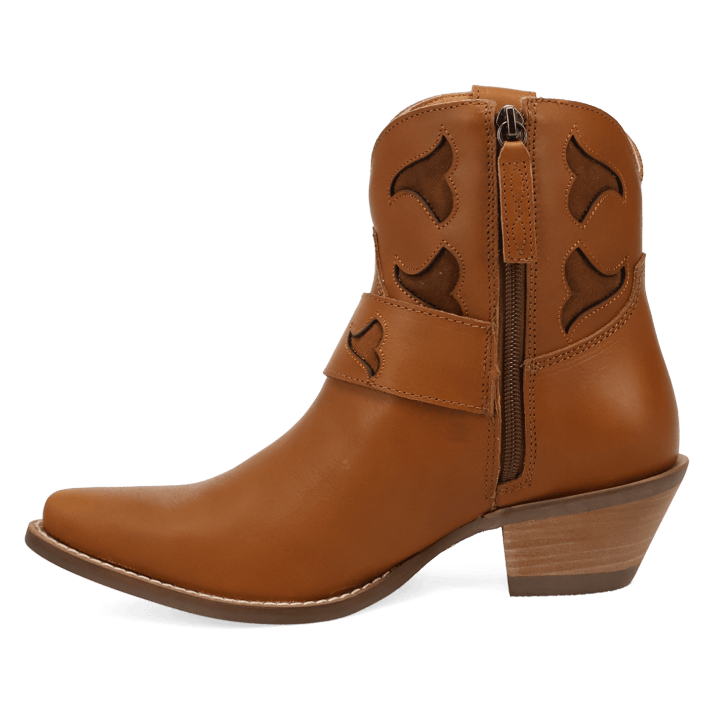 PRODUCT SHOT SADDLE UP LEATHER BOOTIE AT 135 DEGREE OUTSIDE ANGLE