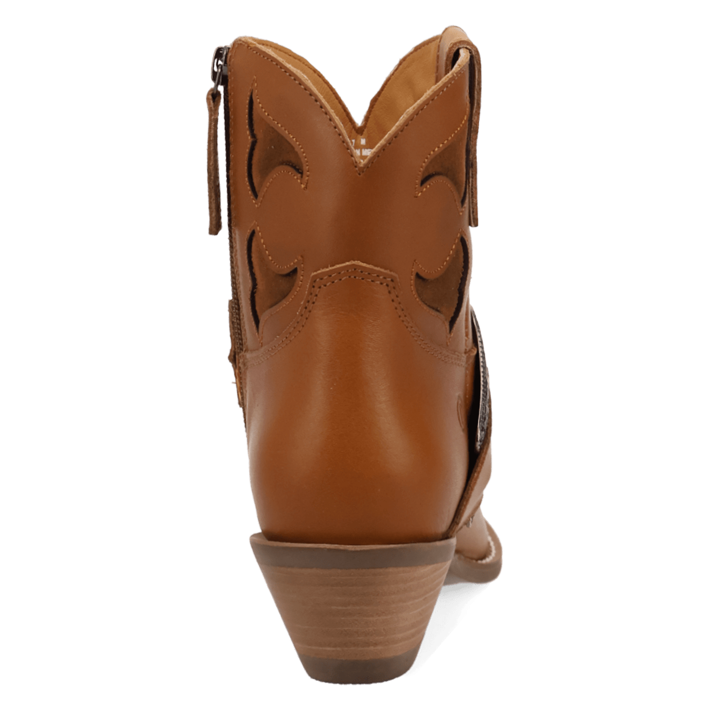 PRODUCT SHOT SADDLE UP LEATHER BOOTIE AT 180 DEGREE BACK ANGLE