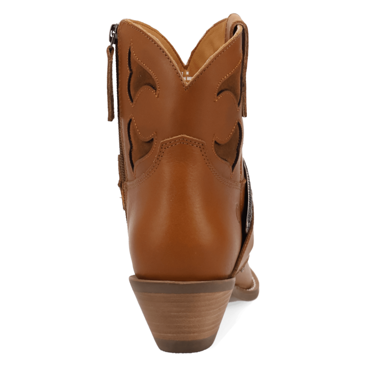 PRODUCT SHOT SADDLE UP LEATHER BOOTIE AT 180 DEGREE BACK ANGLE
