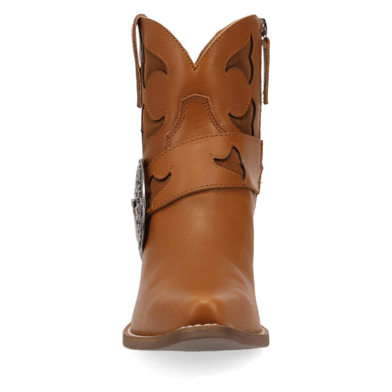 PRODUCT SHOT SADDLE UP LEATHER BOOTIE AT FRONT ANGLE