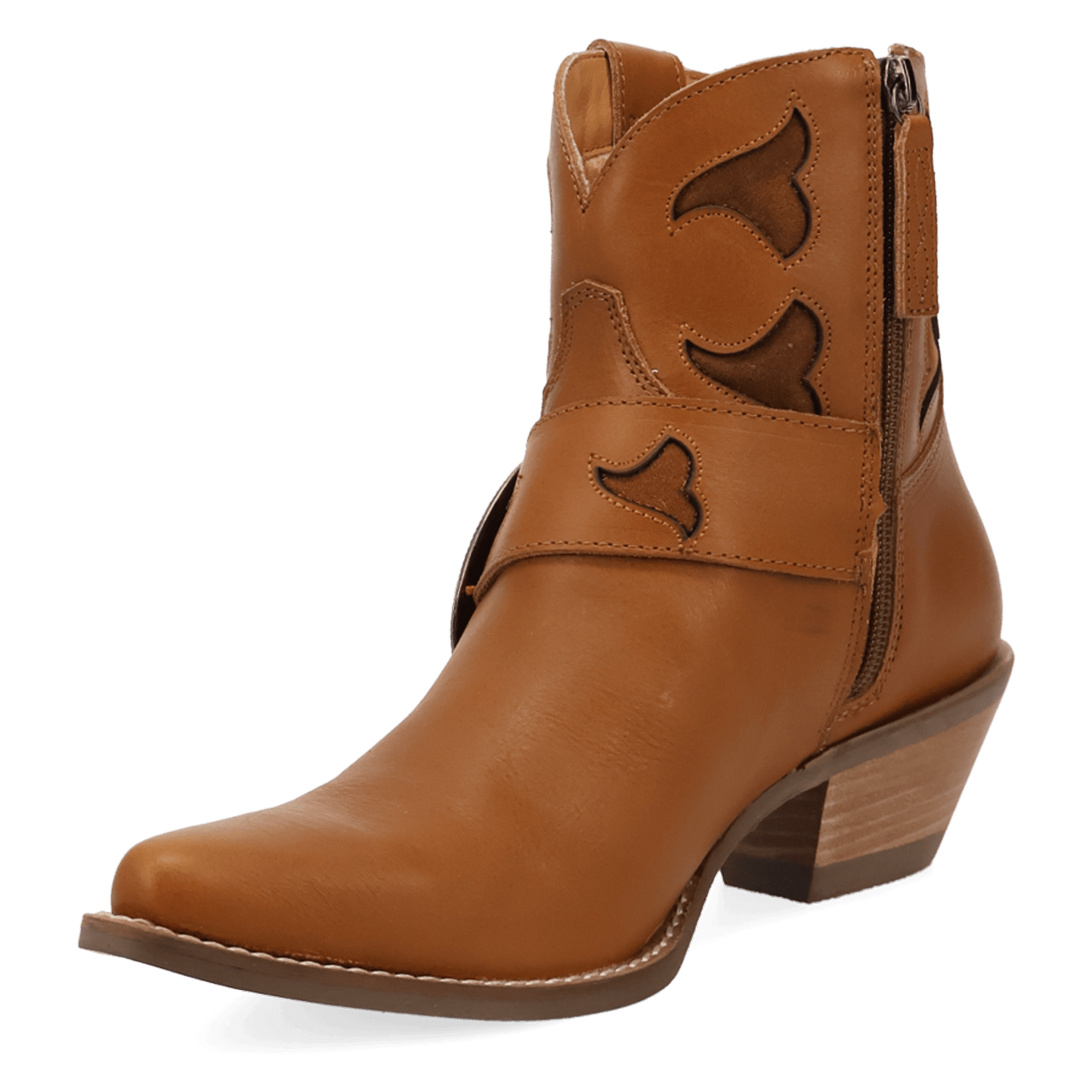 PRODUCT SHOT SADDLE UP LEATHER BOOTIE AT 225 DEGREE ANGLE