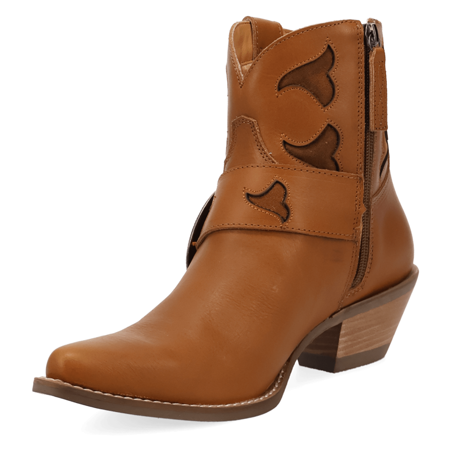 PRODUCT SHOT SADDLE UP LEATHER BOOTIE AT 225 DEGREE ANGLE
