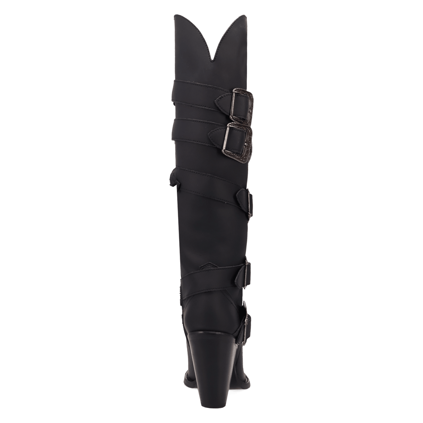 PRODUCT SHOT SPURWEST LEATHER BOOT AT 180 DEGREE BACK ANGLE