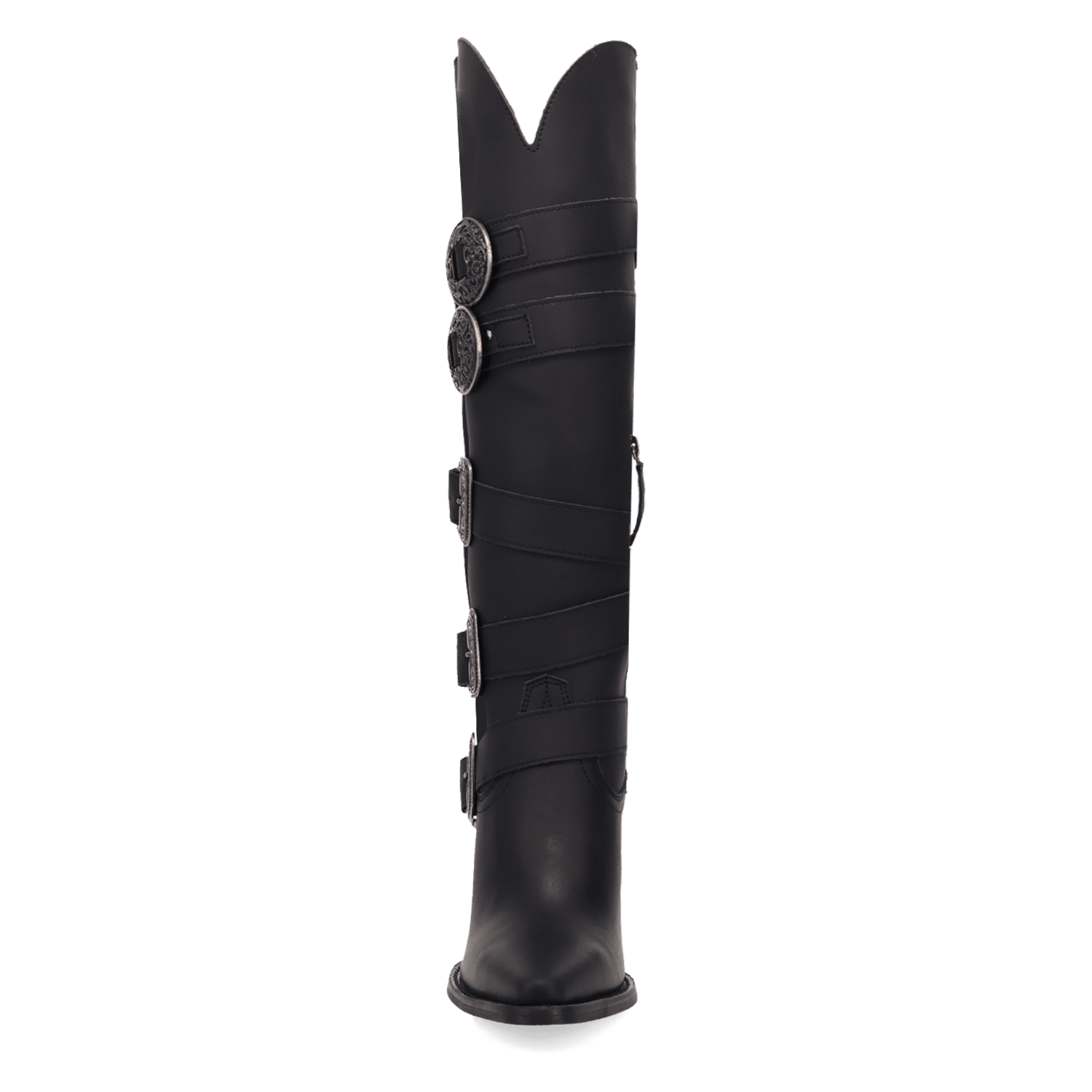 PRODUCT SHOT SPURWEST LEATHER BOOT AT FRONT ANGLE