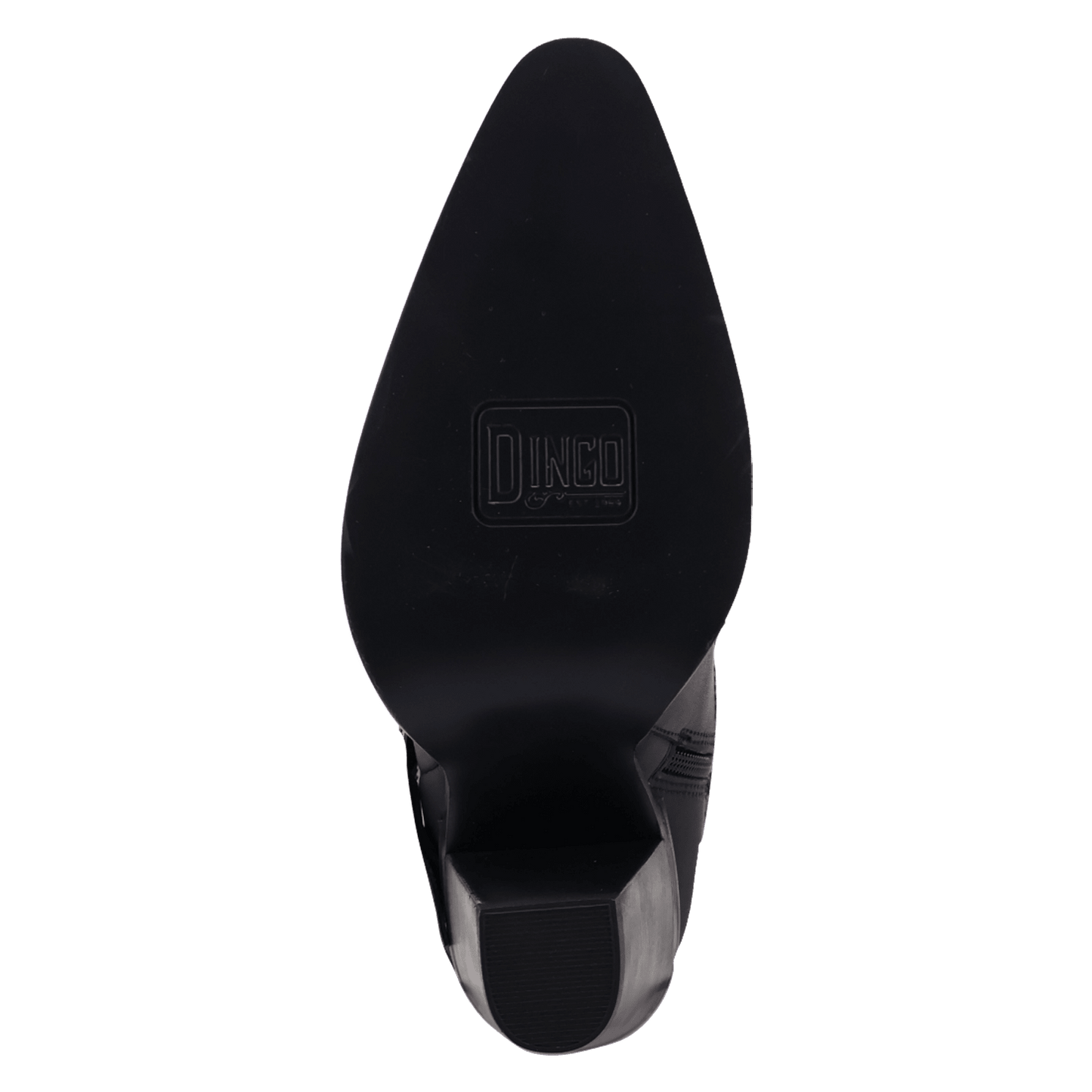 PRODUCT SHOT SPURWEST LEATHER BOOT AT OUTSOLE ANGLE
