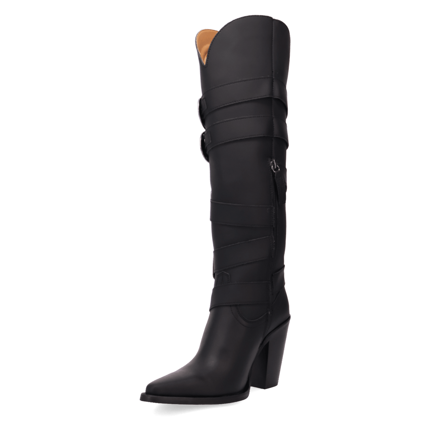 PRODUCT SHOT SPURWEST LEATHER BOOT AT 225 DEGREE ANGLE