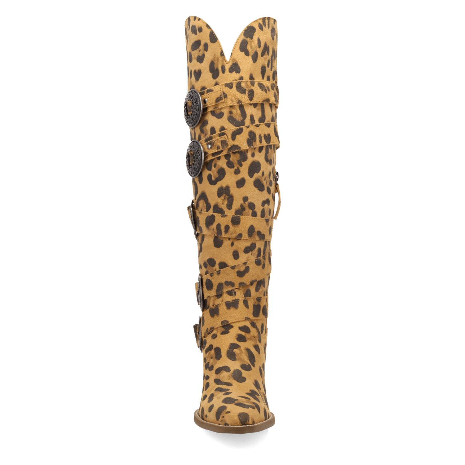 PRODUCT SHOT SPURWEST LEATHER BOOT AT FRONT ANGLE