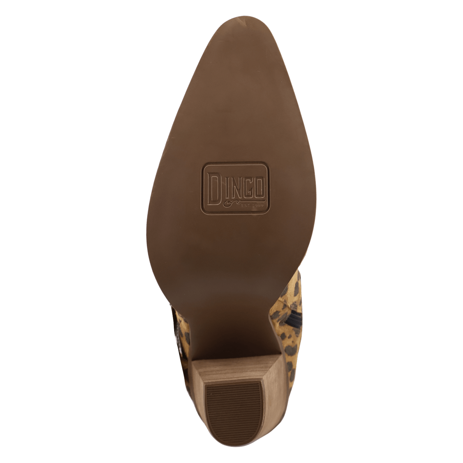 PRODUCT SHOT SPURWEST LEATHER BOOT AT OUTSOLE ANGLE