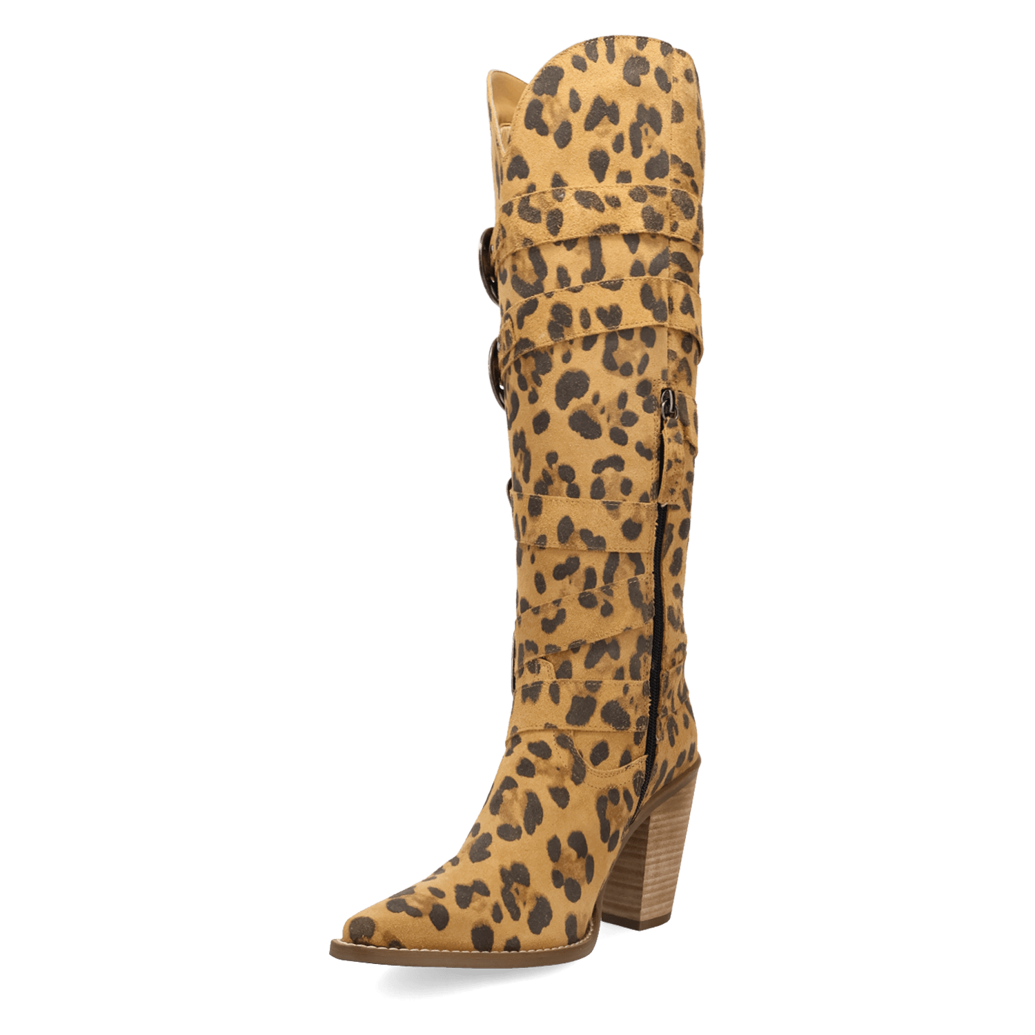 PRODUCT SHOT SPURWEST LEATHER BOOT AT 225 DEGREE ANGLE