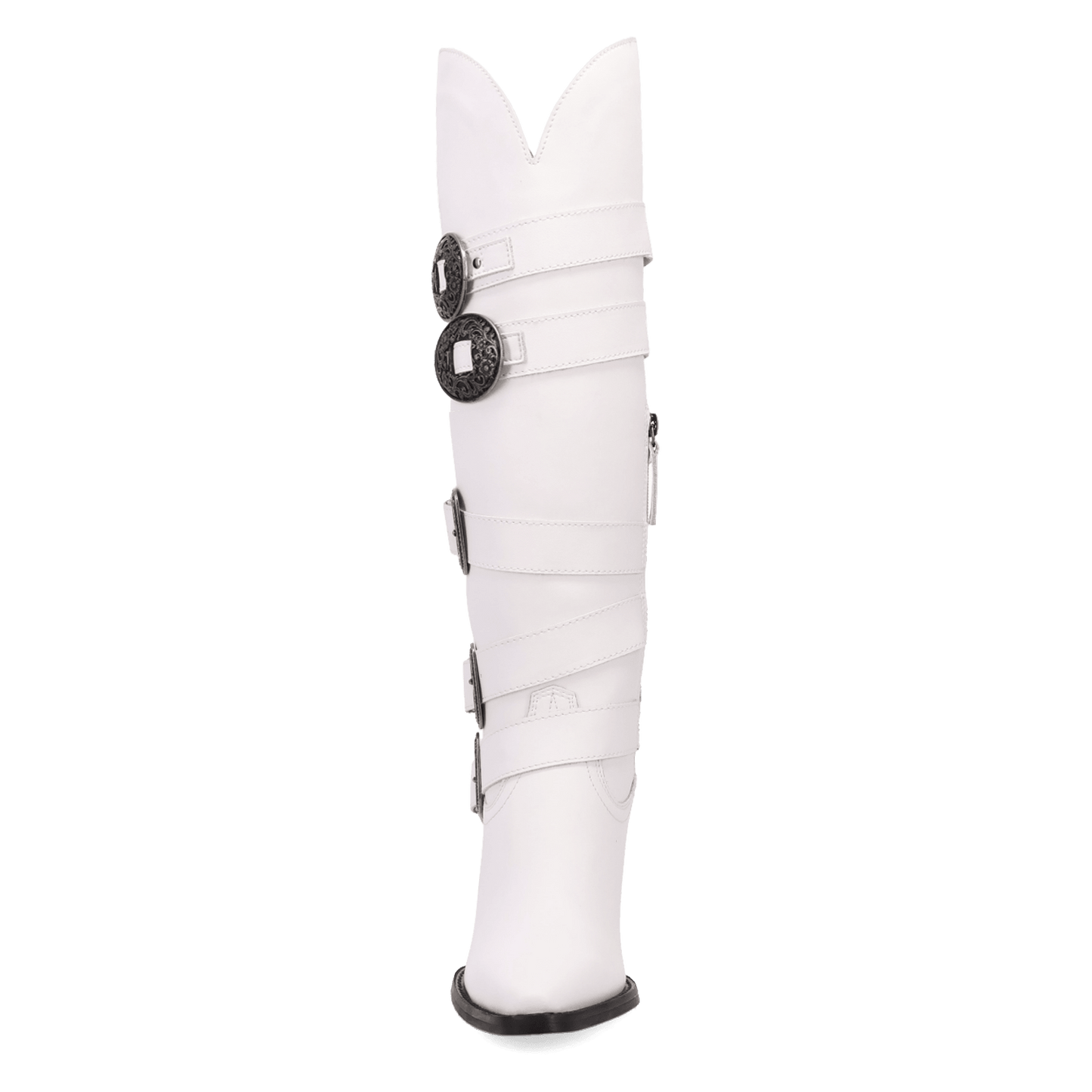 PRODUCT SHOT SPURWEST LEATHER BOOT AT FRONT ANGLE