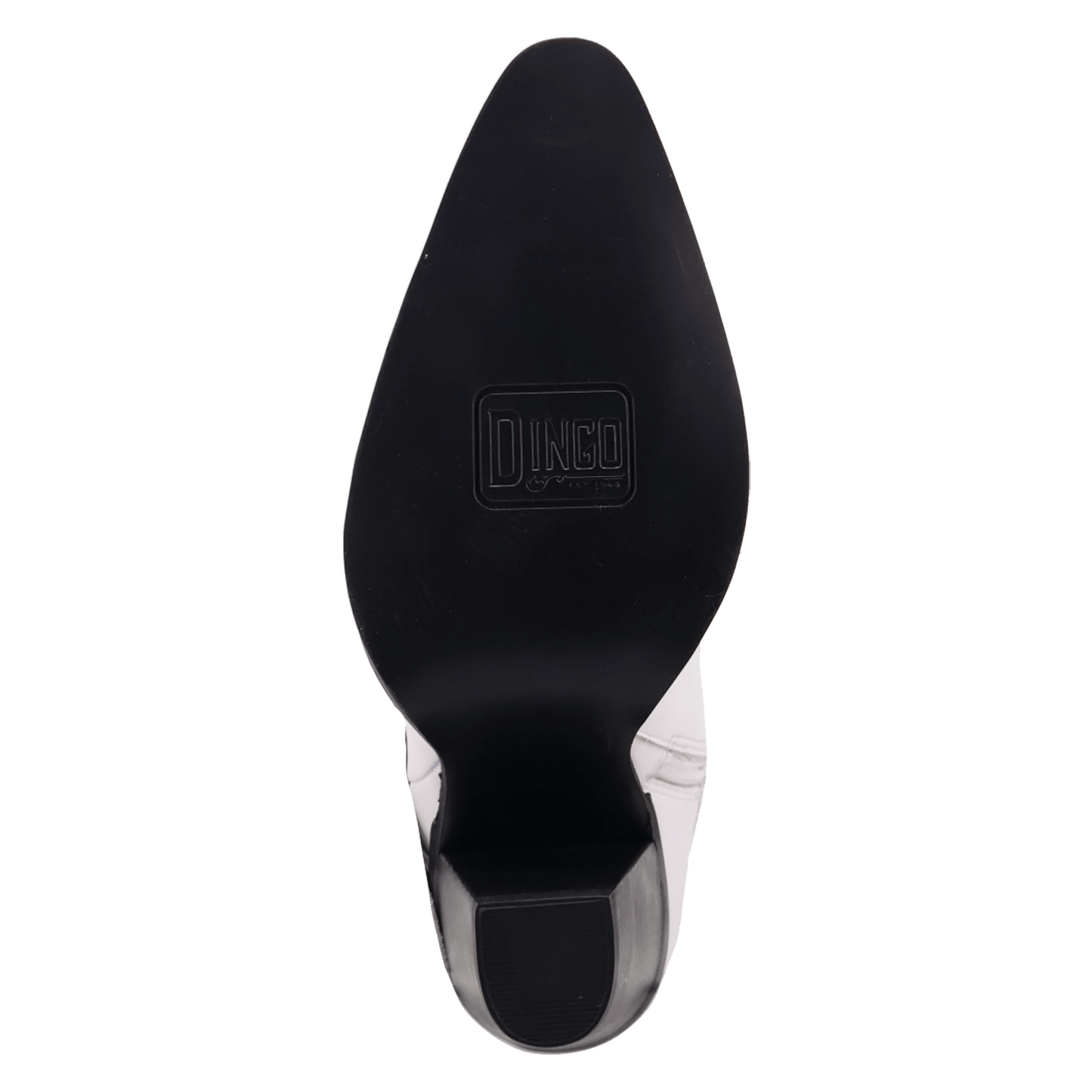 PRODUCT SHOT SPURWEST LEATHER BOOT AT OUTSOLE ANGLE