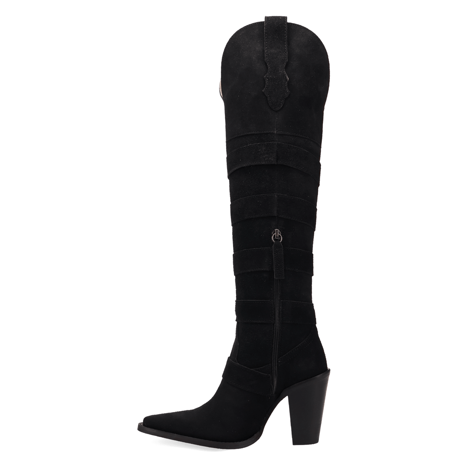 PRODUCT SHOT BUCKED OFF  LEATHER BOOT AT 135 DEGREE OUTSIDE ANGLE
