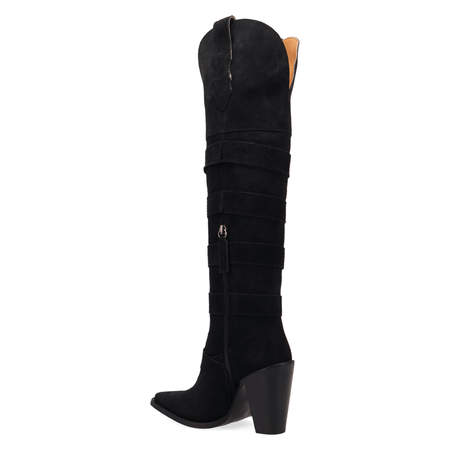 PRODUCT SHOT BUCKED OFF  LEATHER BOOT AT 270 DEGREE ANGLE