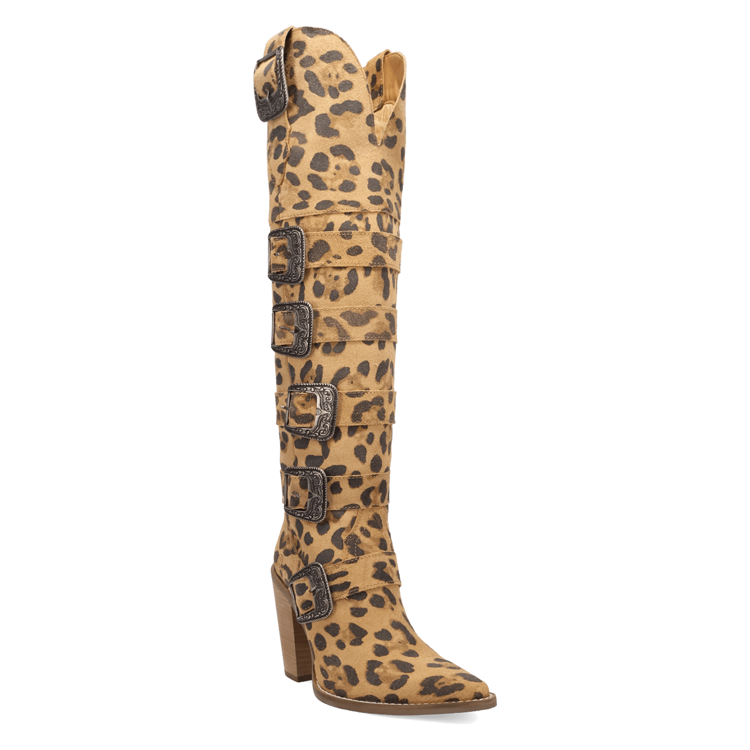 PRODUCT SHOT BUCKED OFF  LEATHER BOOT AT 45 DEGREE ANGLE