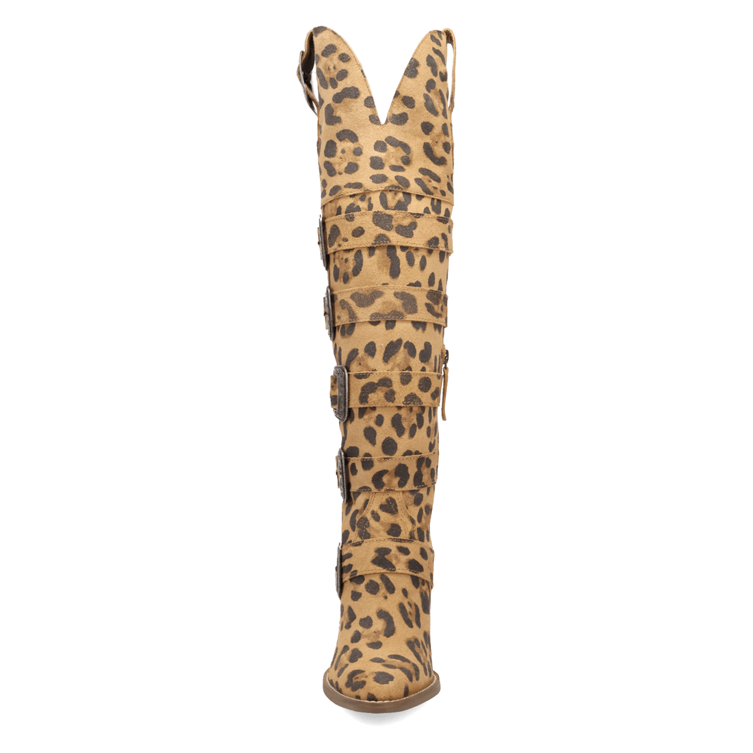 PRODUCT SHOT BUCKED OFF  LEATHER BOOT AT FRONT ANGLE