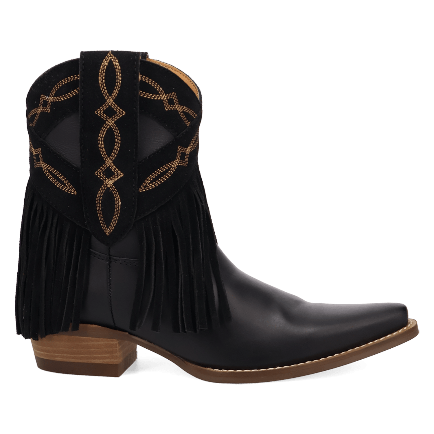 PRODUCT SHOT LAST RIDE LEATHER BOOTIE AT 90 DEGREE INSIDE ANGLE