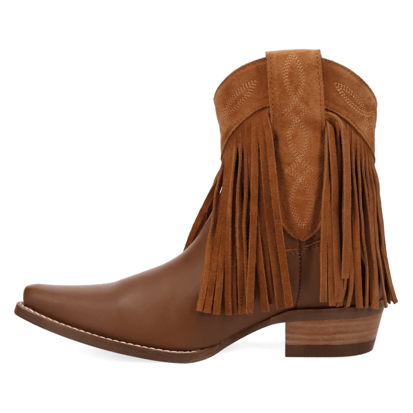PRODUCT SHOT LAST RIDE LEATHER BOOTIE AT 135 DEGREE OUTSIDE ANGLE