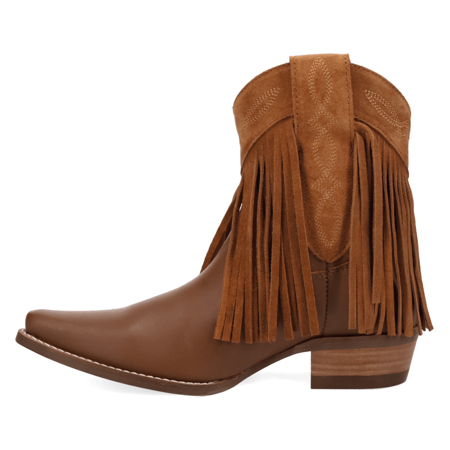 PRODUCT SHOT LAST RIDE LEATHER BOOTIE AT 135 DEGREE OUTSIDE ANGLE