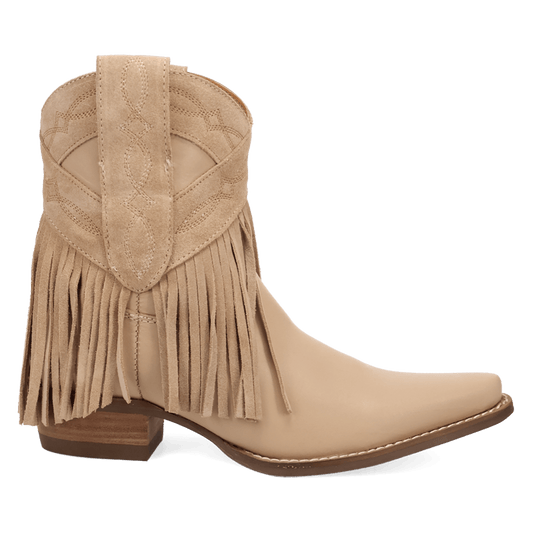 PRODUCT SHOT LAST RIDE LEATHER BOOTIE AT 90 DEGREE INSIDE ANGLE