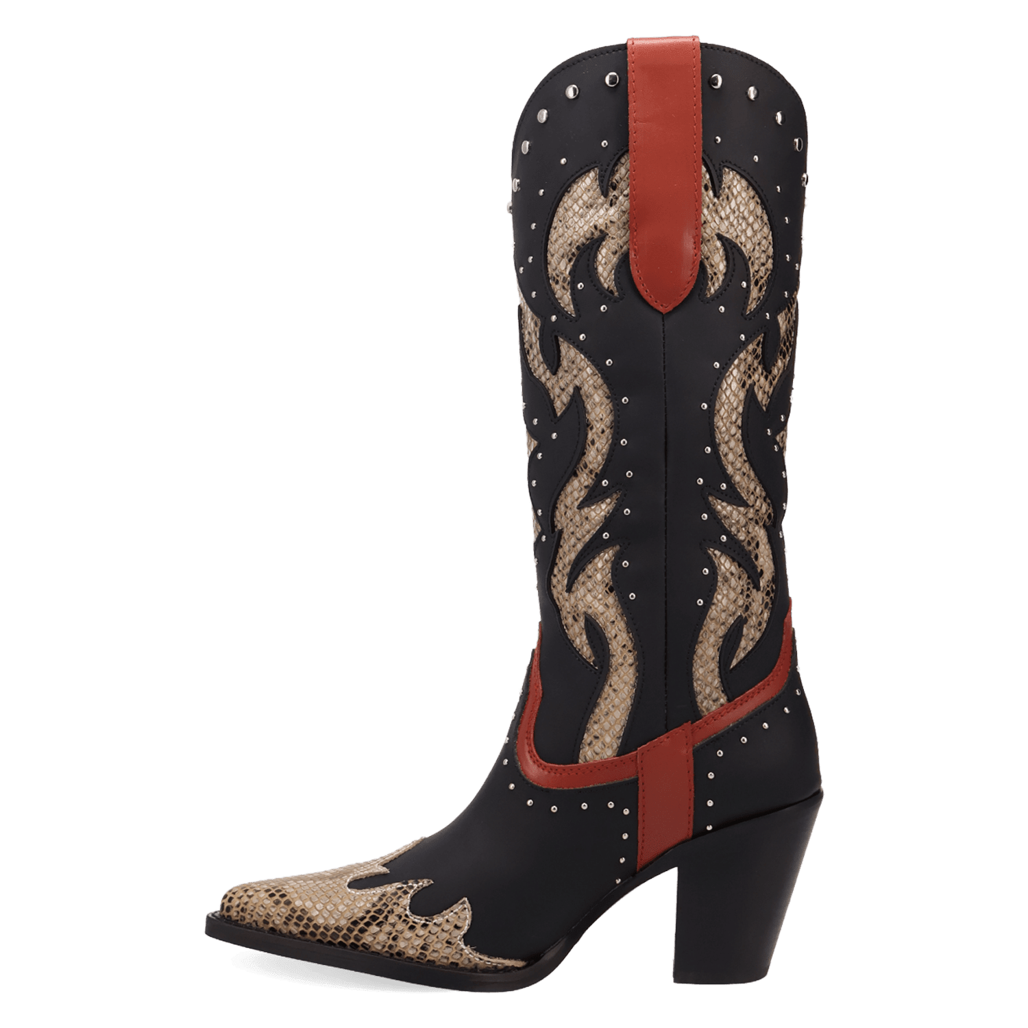 PRODUCT SHOT UNTAMED LEATHER BOOT AT 135 DEGREE OUTSIDE ANGLE